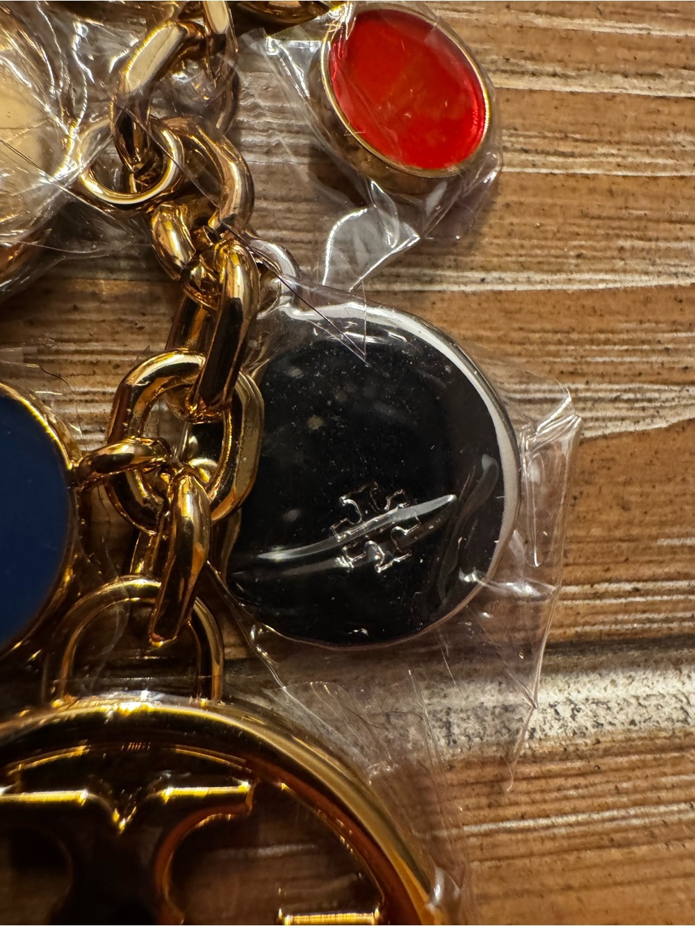Authentic Tory Burch Multi-Metal Double T Logo Key Fob Bag Charm 58173 NWT - Picture 6 of 7
